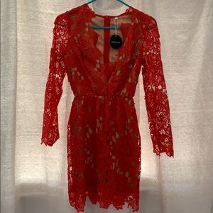 SHEIN red lace dress